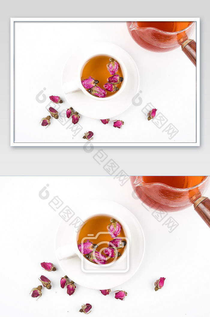 玫瑰花茶俯拍摄影图片图片