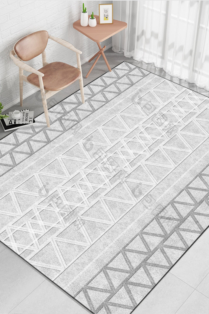 清新简约北欧现代简约风格几何图形地毯图案