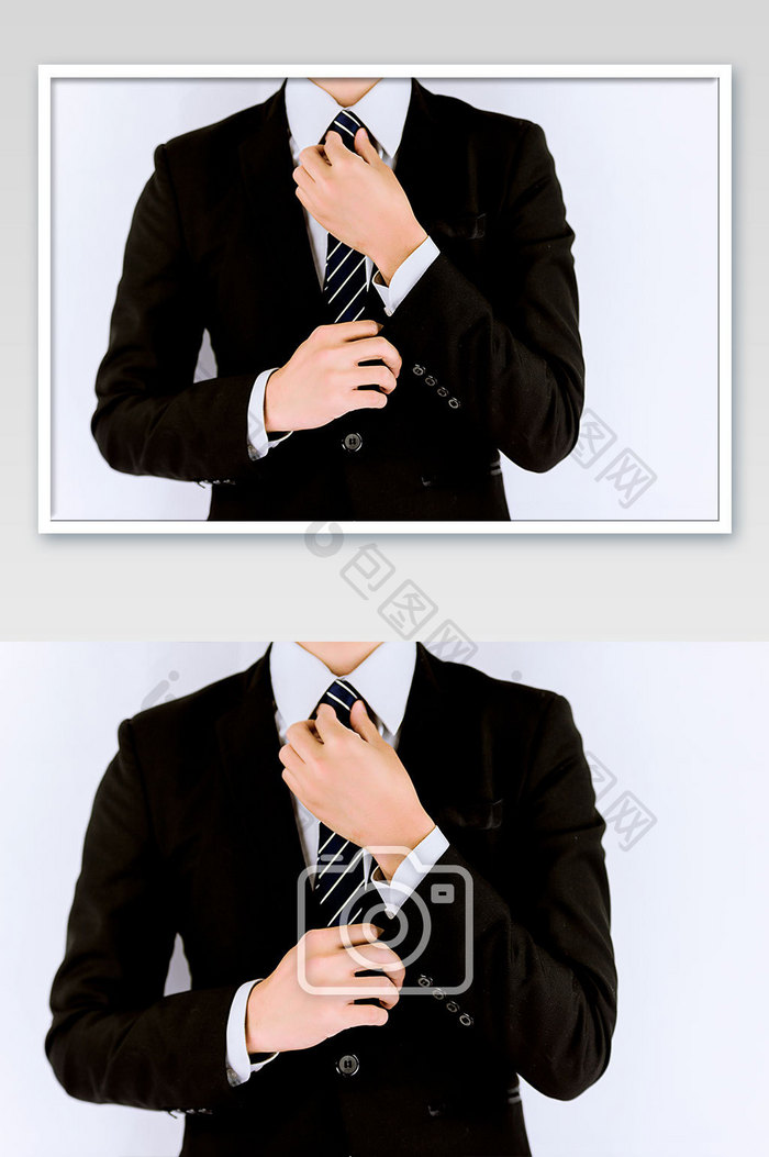 商务男士整理领带