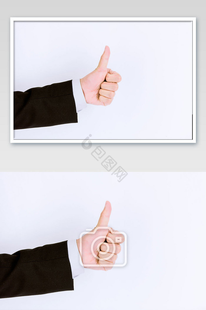 商务人士单手大拇指加油手势动作图片