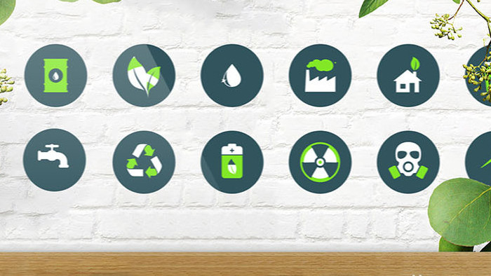 简约清新商务绿色生态环境保护图标循环展示