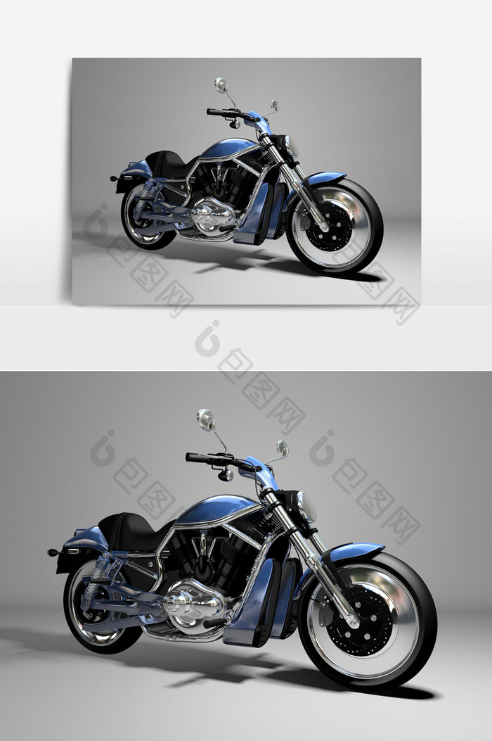 蓝色摩托车交通工具C4D模型