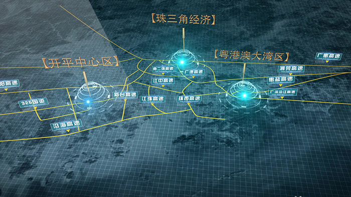 蓝色科技谷歌广东地图ae模板