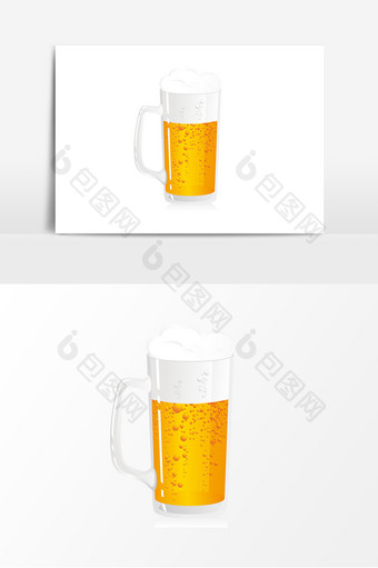 手绘矢量啤酒杯子元素图片