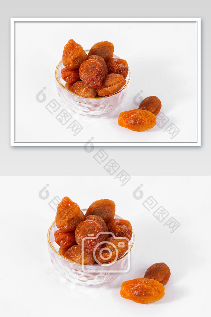 水晶杏果干蜜饯零食白底图果干美食摄影图片