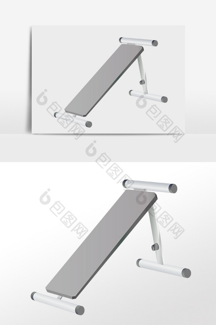 手绘健身房健身器械仰卧起坐插画