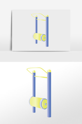 手绘小区健身器械跑步机插画