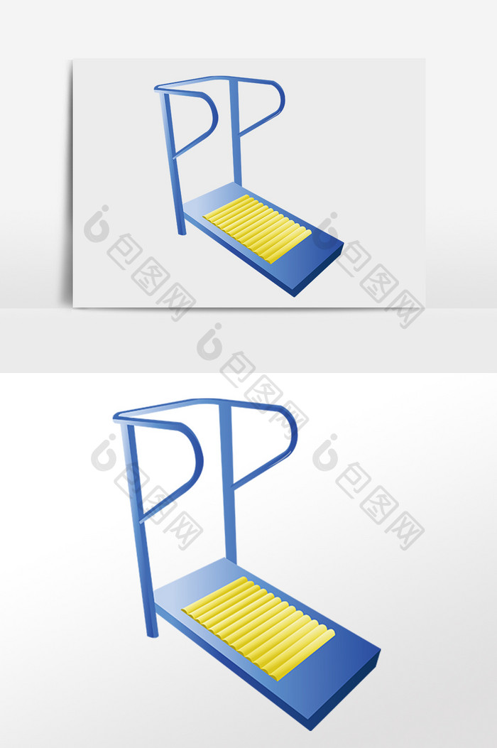 手绘小区健身器材跑步机插画