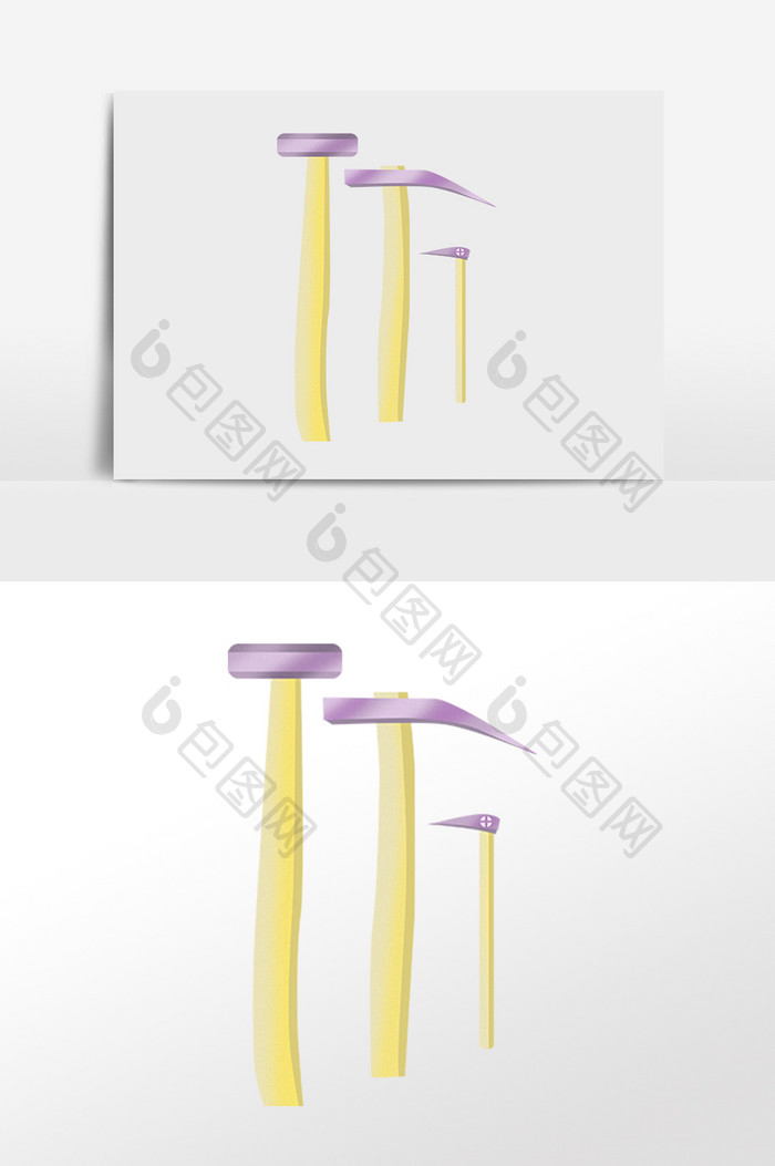 手绘花园园艺种植工具锄头榔头插画