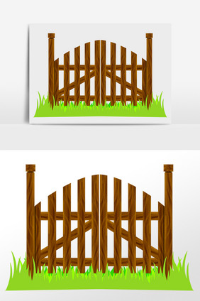 手绘花园园艺工具木质门插画