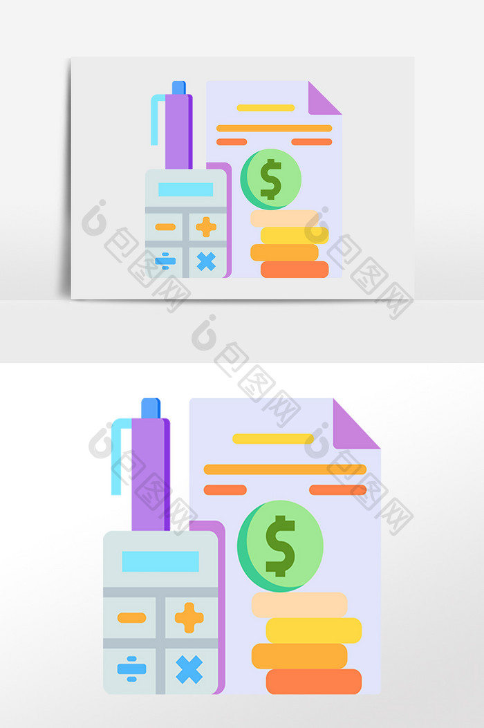 手绘商务金融用品计算机文件插画