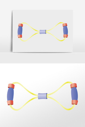 手绘健身锻炼器材拉力器插画