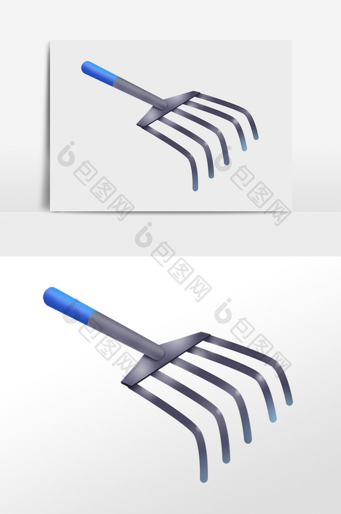 手绘菜园园艺种植工具铁耙子插画