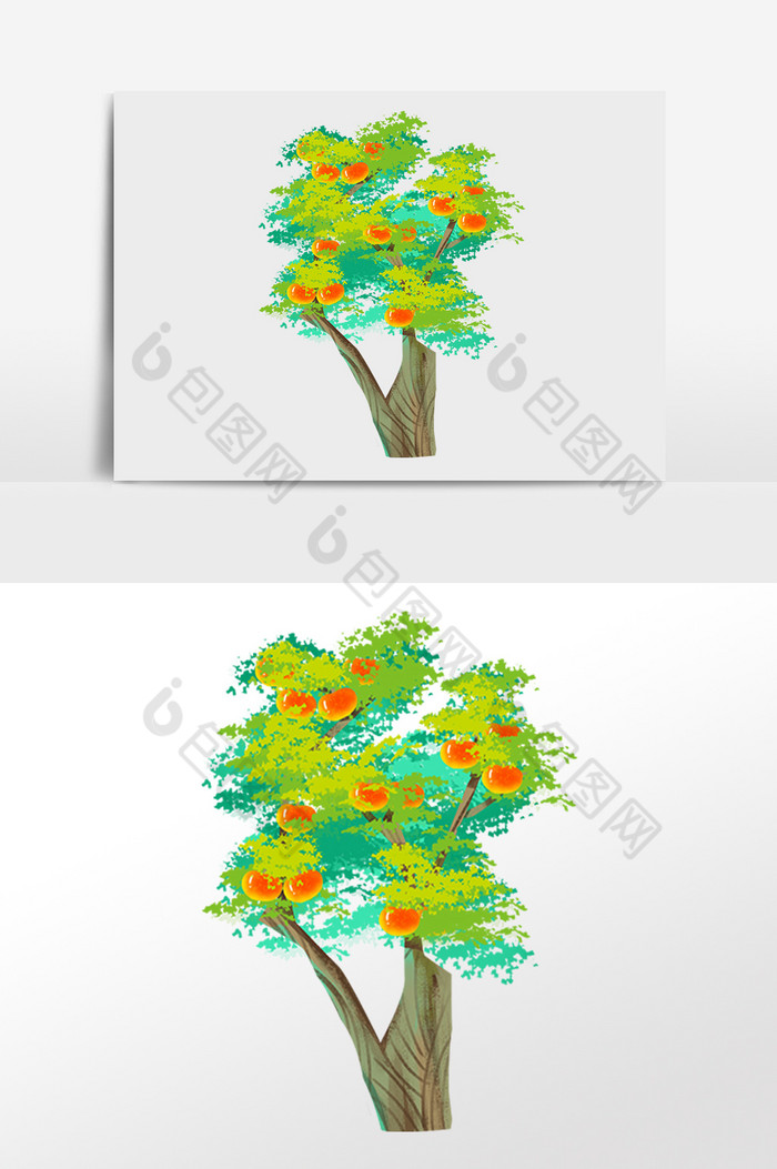 植物成熟水果树小树插画图片图片