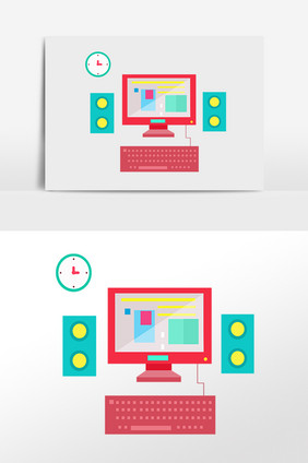 手绘扁平化学习搜索电脑插画