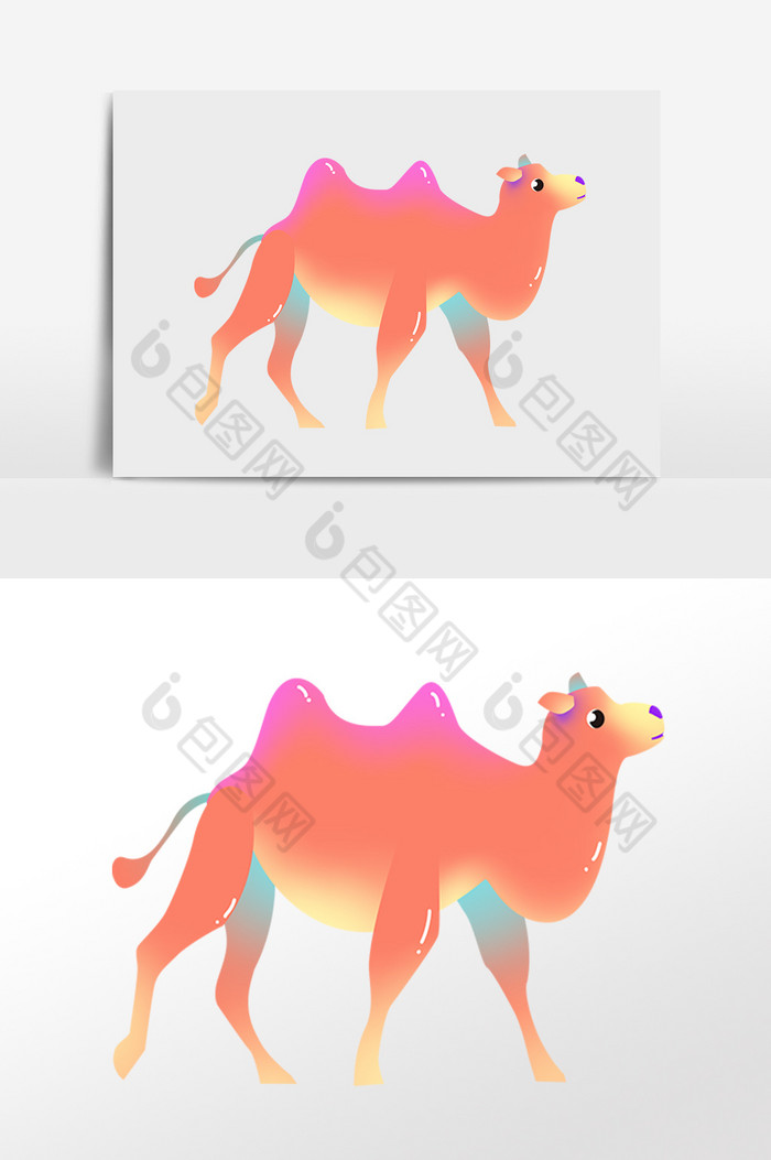 糖果渐融动物彩色骆驼插画图片图片