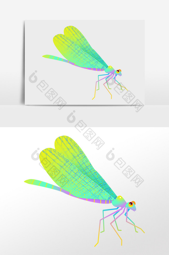 糖果渐融动物彩色蜻蜓插画图片图片