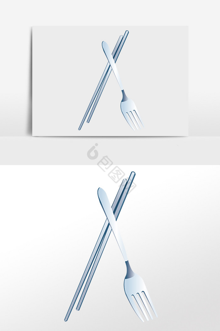 厨房用品餐具叉子筷子插画图片
