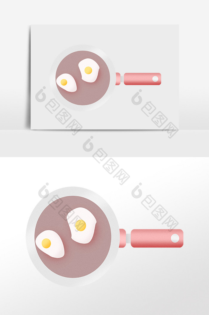 手绘厨房用品厨具煎蛋煎锅插画