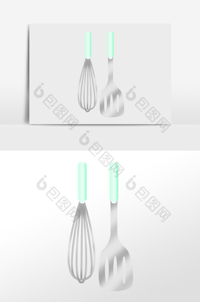 手绘厨房用品厨具搅拌器铲子插画