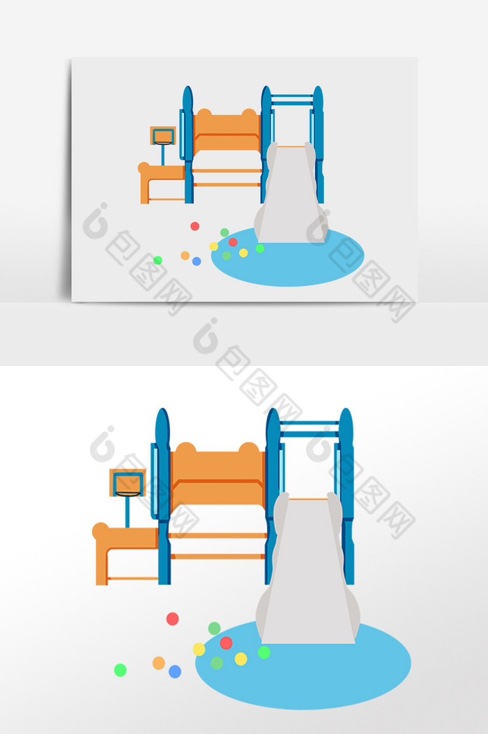 手绘儿童节儿童娱乐滑滑梯插画