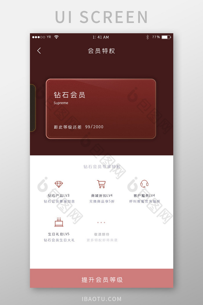 褐色简约风格质感会员卡样式会员特权页图片图片