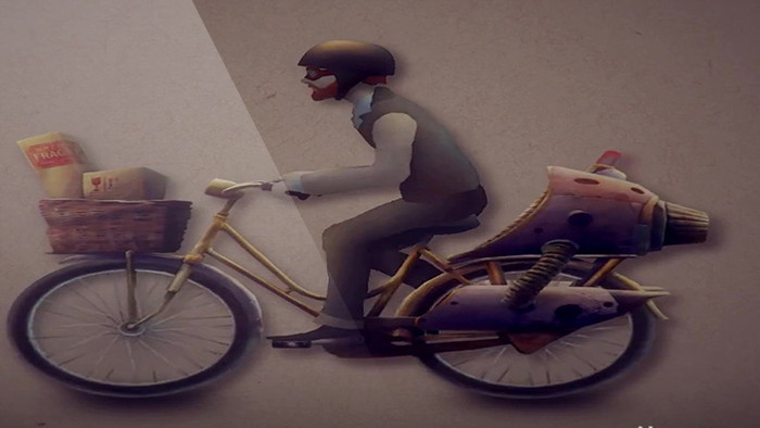 剪纸动画骑行小人企业宣传合成视频素材