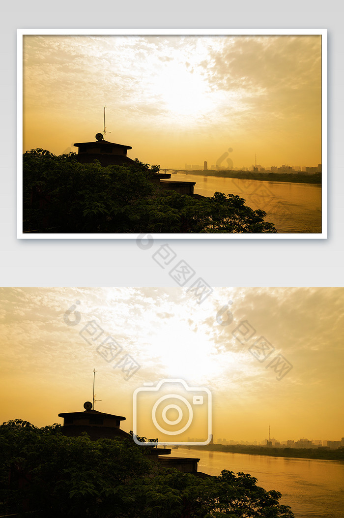 日落风景江边晚霞风景剪影图片图片