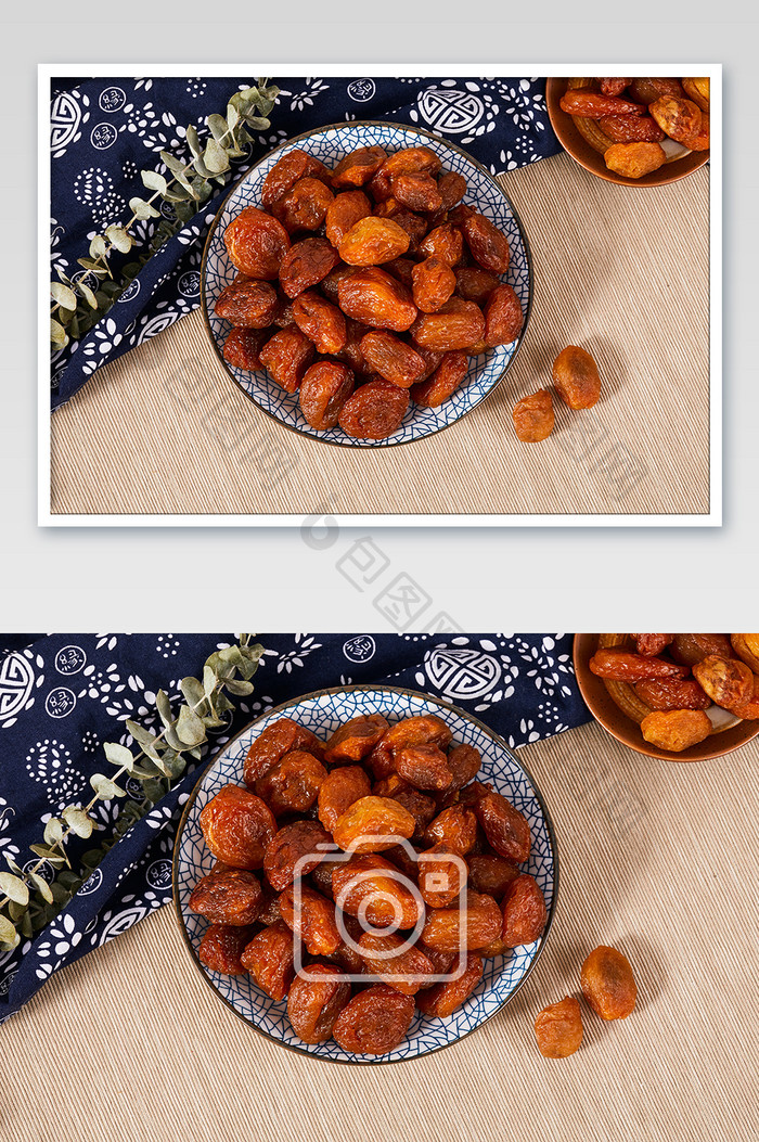 水晶杏果干蜜饯果干零食桌布美食摄影图片