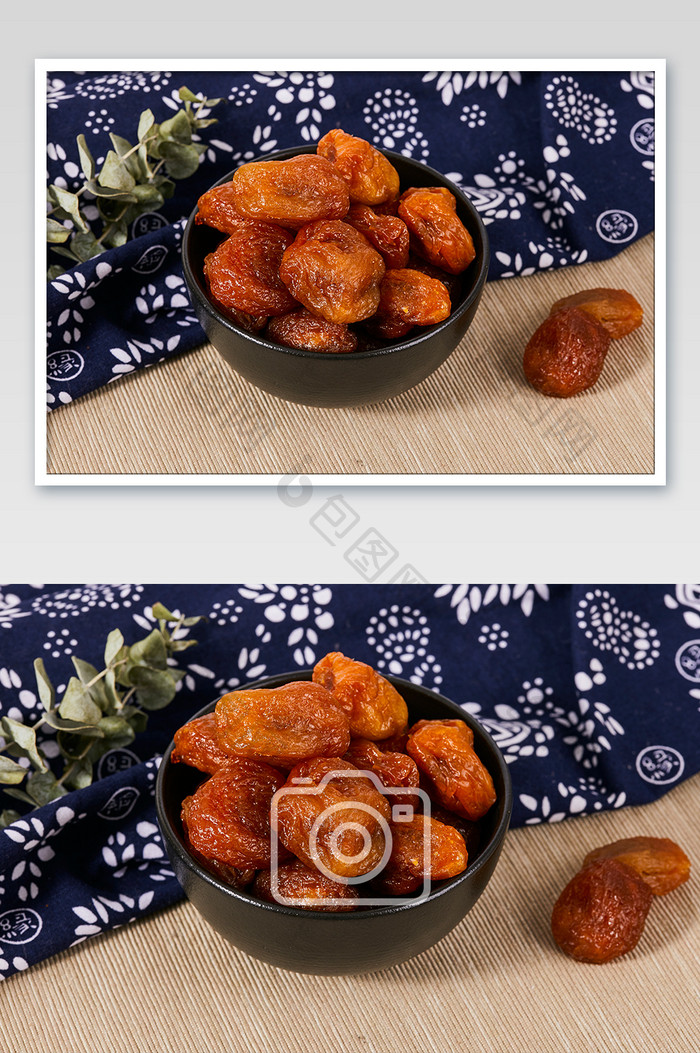 水晶杏果干蜜饯果干零食碗桌布美食摄影图片