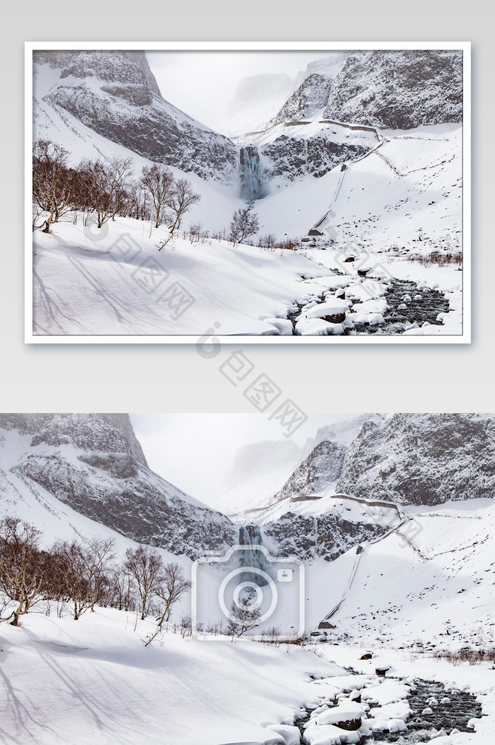 长白山瀑布冬季风光摄影