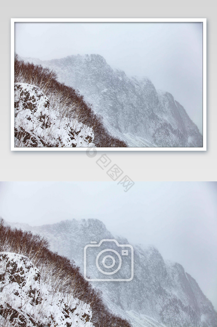 长白山脉冬季大雪山脉特写图片