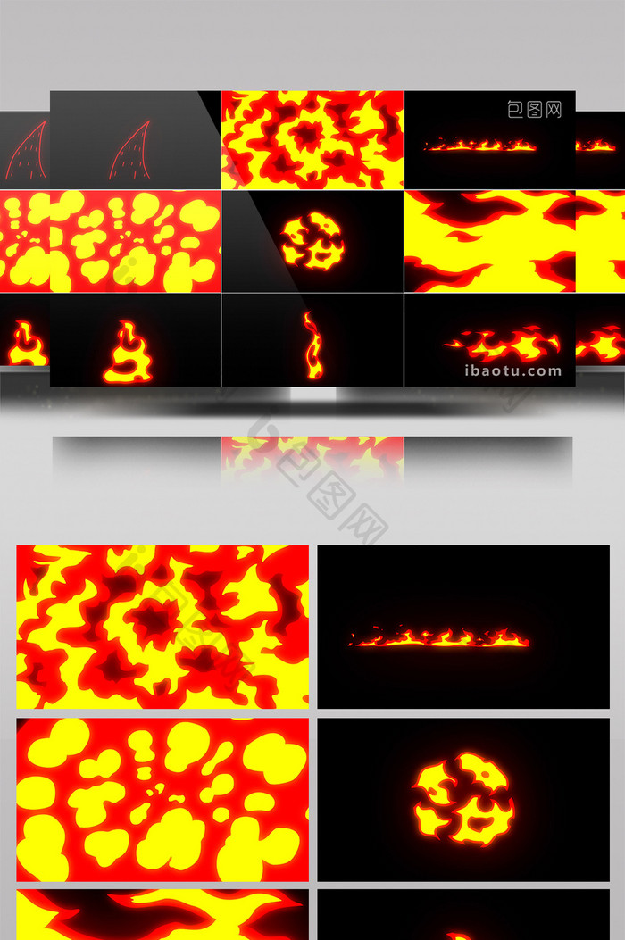 12组带通道卡通火焰特效视频素材