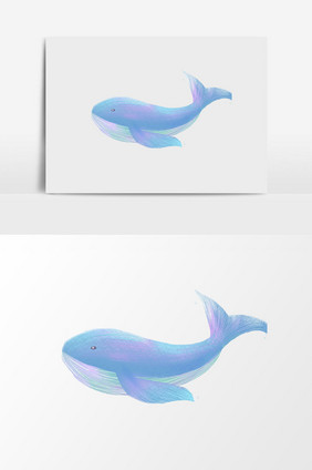 清新手绘蓝色文艺鲸鱼