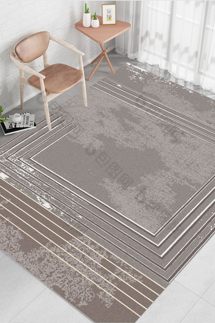 后现代轻奢风创意灰色线条沙发地毯图案