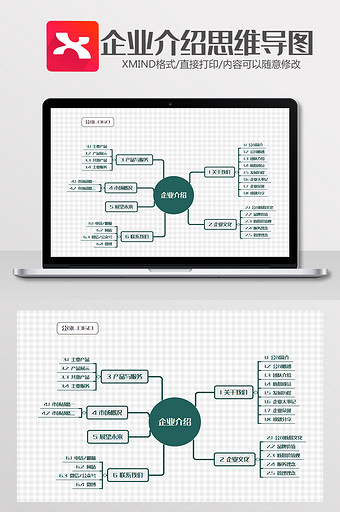 绿色企业介绍思维导图XMind模板图片
