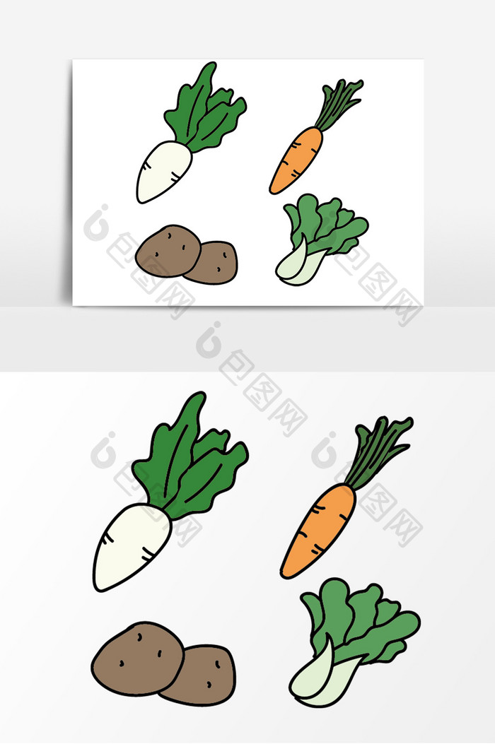 手绘各种蔬菜元素