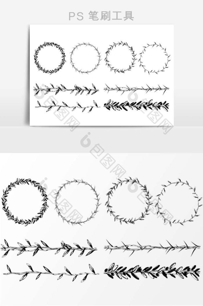 简约大气荆棘冠冕和花圈ps笔刷