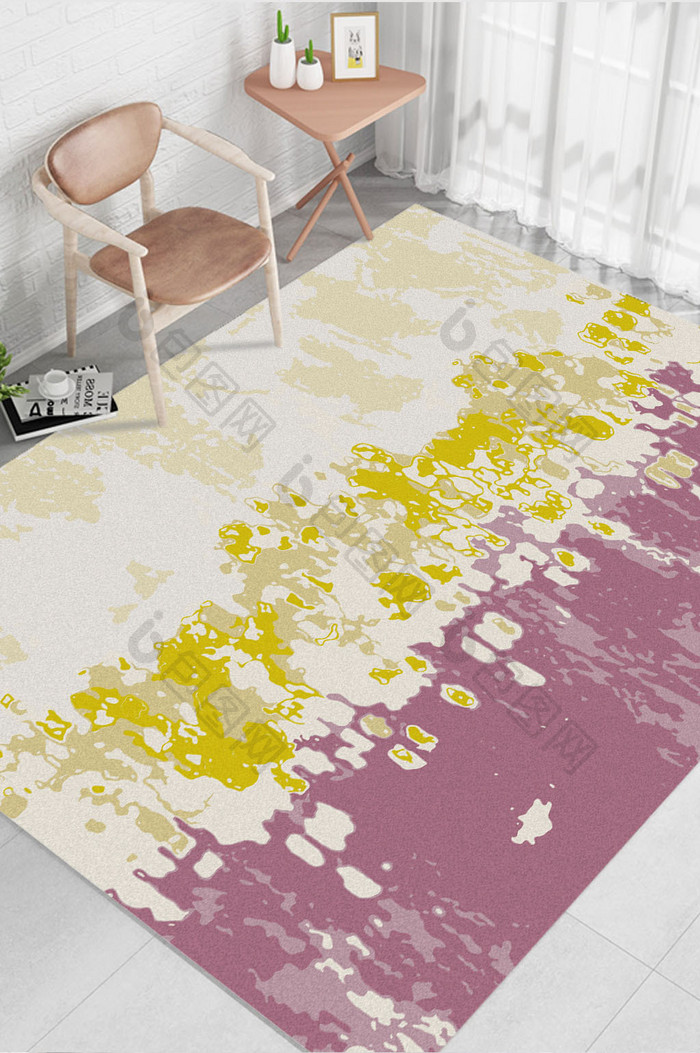 现代北欧ins手绘抽象笔触纹理地毯图案
