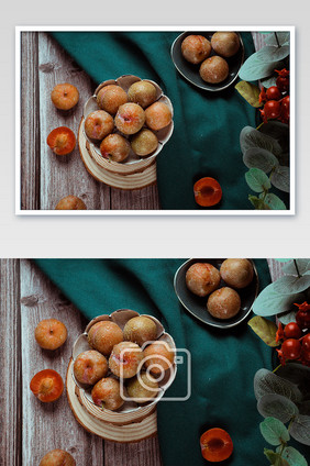 红李子静物摄影俯拍图