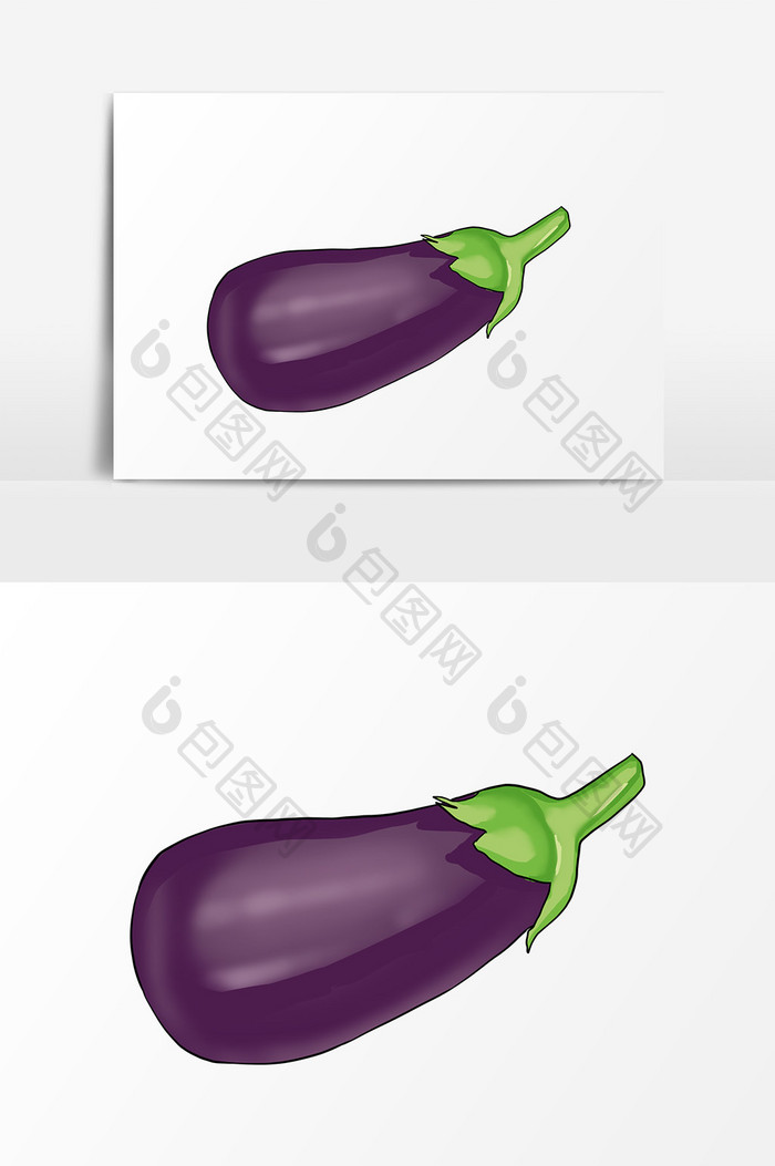 卡通手绘蔬菜元素紫色茄子