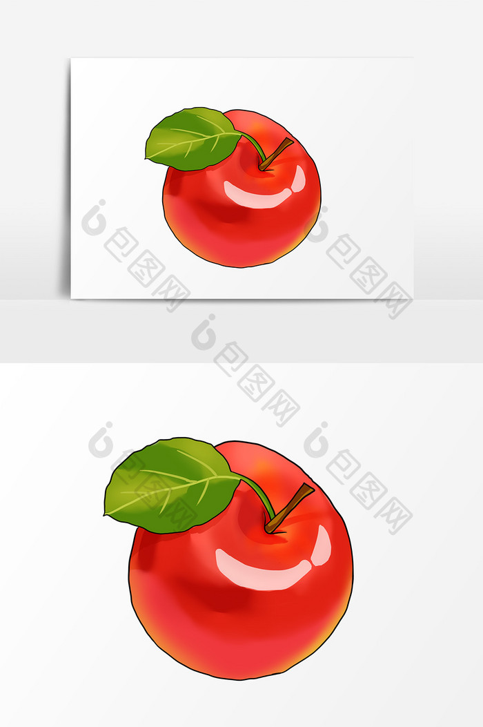 卡通手绘红色系水果元素苹果