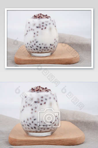 好吃的血糯米龙珠奶茶添加物摄影图图片