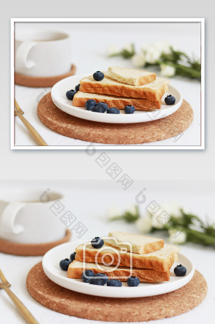早餐烘焙蓝莓吐司早餐海报广告