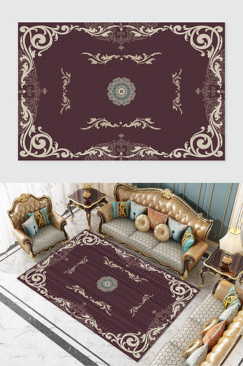 时尚简约欧式抽象纹样古典地毯图案图片