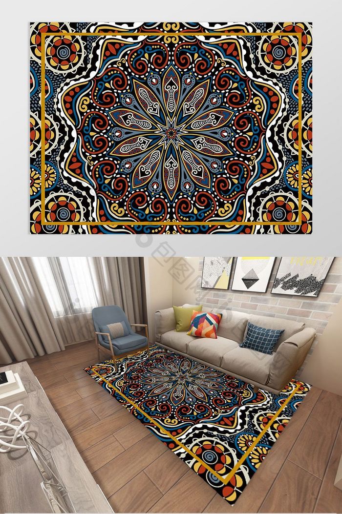 欧式复古复古民族纹样古典奢华地毯图案