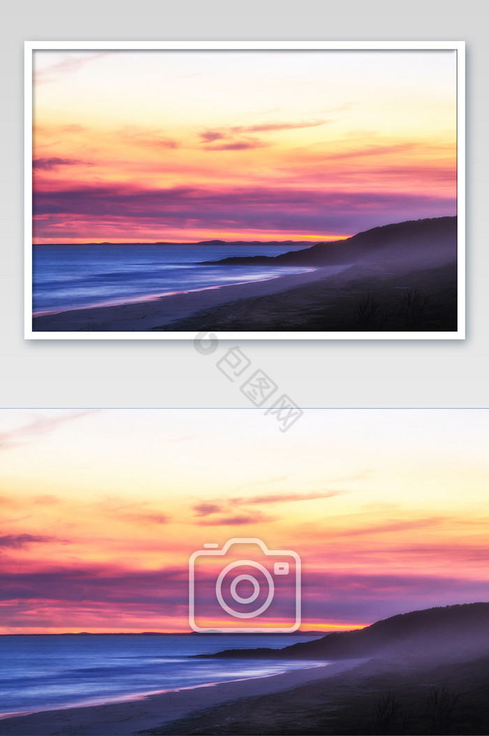 澳大利亚海豹岩沙滩晚霞自然风光摄影图片