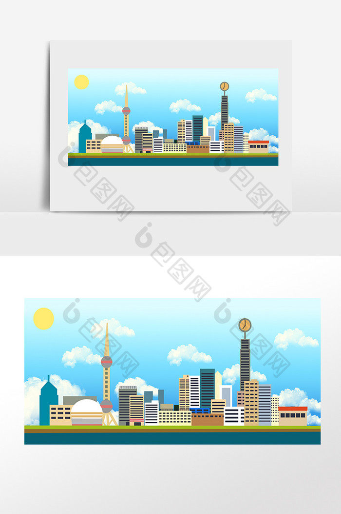 旅游城市标志上海建筑插画图片图片