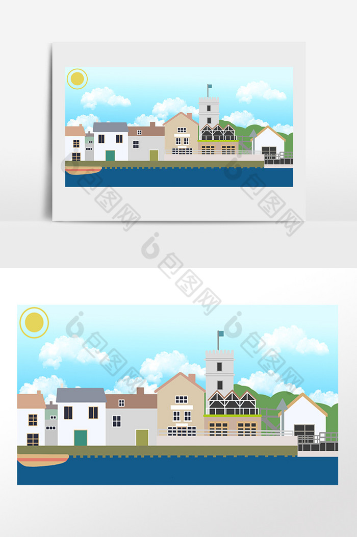 旅游城市地标房屋建筑插画图片图片