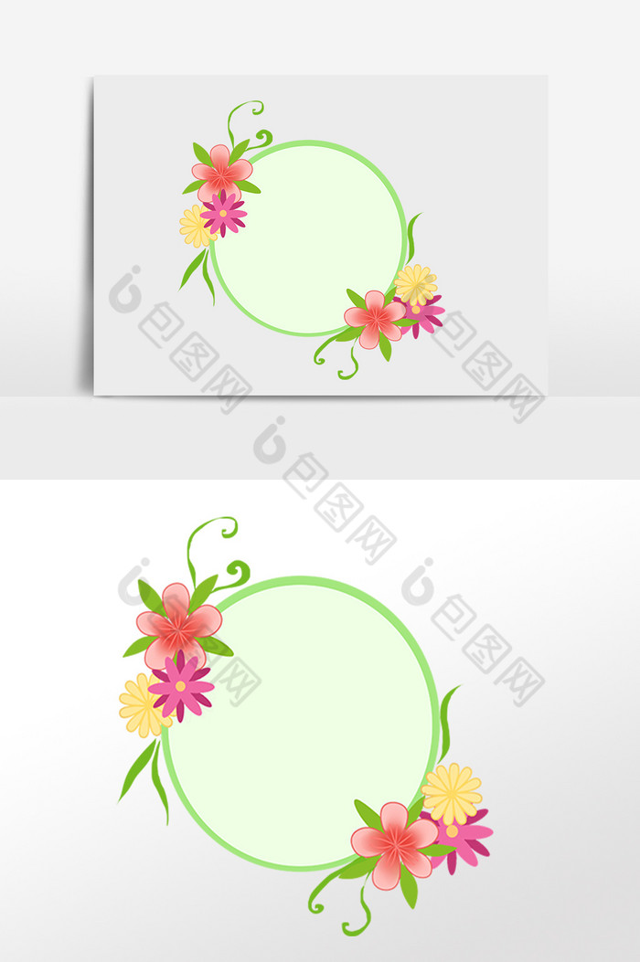 植物圆形花环边框插画图片图片
